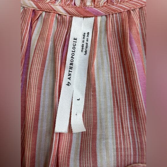 NWOT Anthropologie Visayas Boho Relaxed Striped Wide Leg Jumpsuit Pink Size Lrg - Picture 8 of 15